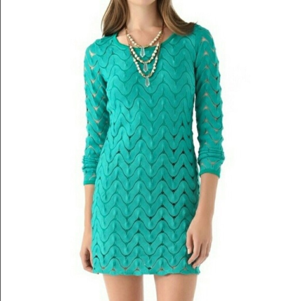 Free People Emerald Green Crochet Bodycon Dress